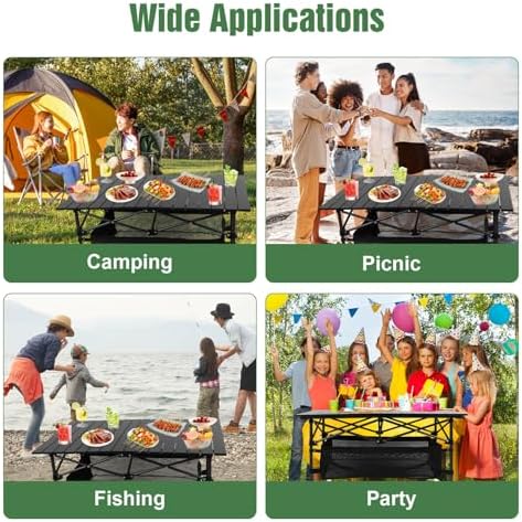 Camping Table with Storage, Outdoor Folding Table, Aluminum Folding Table with Easy Carrying Bag, Portable Lightweight Table for Outdoor,Camping, Beach,Backyard, BBQ, Party, Patio - Image 6