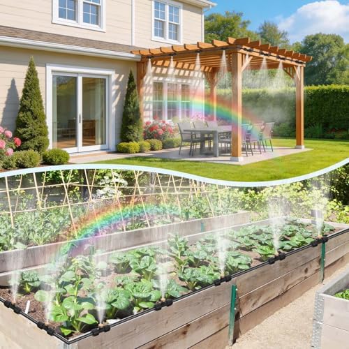 75FT Misters for Outside Patio – Outdoor Misting Cooling System with 20 Brass Nozzles, 3/4" Adapter & Water Filter, Upgraded Pre-Assembled, Large Area Cooling for Garden, Patio, Pool, Backyard - Image 3