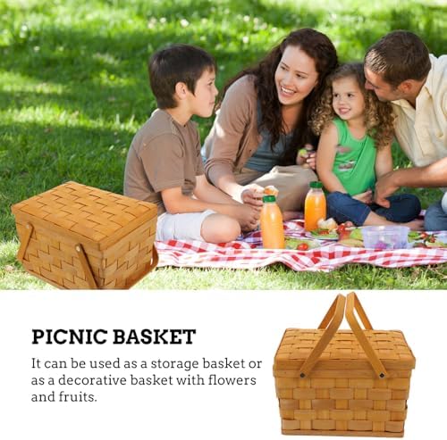 Wood Weaving Picnic Basket Portable Fruit Holder Home Storage Container - Image 3