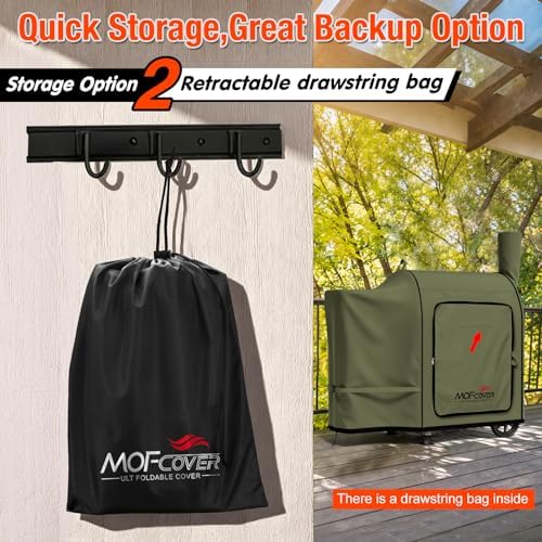 Foldable Grill Cover for Traeger Pro 34/780 Series, Waterproof 600D Heavy Duty Wood Pellet Smoker Cover, Fade＆Tear Resistant Pellet Grill Cover for Texas Elite 34 700/600/550,Green - Image 3