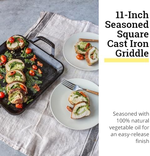 Lodge Chef Collection 11 Inch Pre-Seasoned Cast Iron Square Griddle - Image 3
