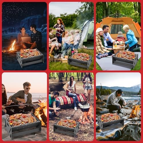 12" Foldable Portable Camping Charcoal Grill - Image 3
