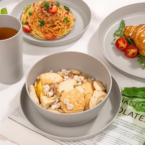 EjonirInjonir 24Pcs Shatterproof Wheat Straw Dinnerware Sets for 6 Home - Image 5