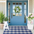 SEEKSEE Buffalo Plaid Outdoor Rug 3' x 5' Blue and White Front Door Mat, Layering Rug for Porch, Summer Doormat, Front Porch Rug for Outdoor Entrance Entryway Patio Porch Decor by SEEKSEE