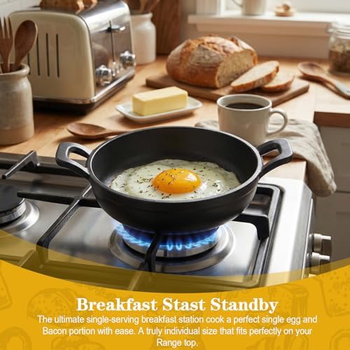 Mini Cast Iron Skillets Set of 6, 4.8 Inch Small Cast Iron Pans with Double Handles, Black Individual Serving Skillets for Frying Baking Roasting, Oven Safe Ramekins for Kitchen Indoor Outdoor - Image 4