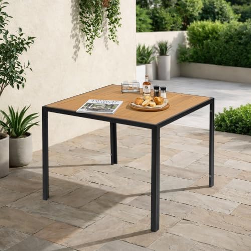 NUU GARDEN Outdoor Square Dining Table for 4 with Acacia Wood Top - Image 3