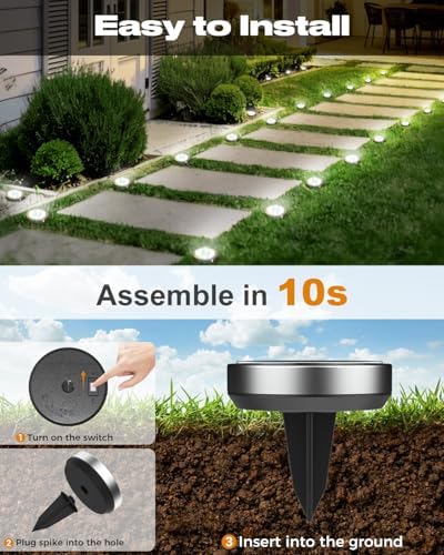btfarm 2 Pack Solar Lights Outdoor Waterproof, 8 LED Solar Ground Lights - Image 4