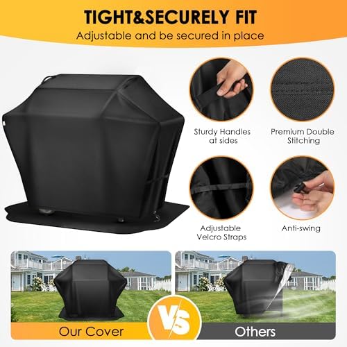 48 Inch Grill Cover＆Under Grill Mat,Waterproof, UV & Fade Proof for Outdoor - Image 5