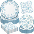 180Pcs Blue Seashell Starfish Coral Plates and Napkins Set,Serves 60 by Osonm