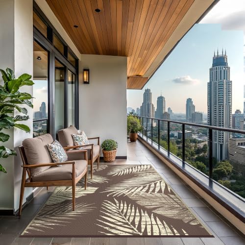 GENIMO Outdoor Rug, Waterproof Plastic Rugs for Patio, 6'x9' Cocoa Beige - Image 4