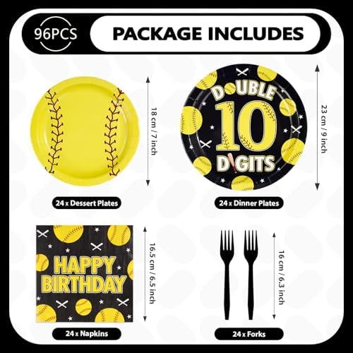 96Pcs Softball 10th Birthday Party Decorations, Serves 24 - Image 5