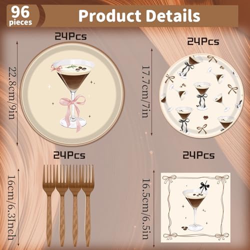 Gameza Espresso Martini Birthday Party Decor 96PCS Plates Napkins Set - Image 2