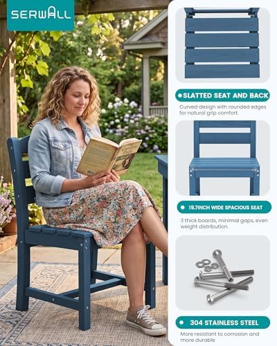 SERWALL HDPE Outdoor Dining Table and Chairs Set for 4 - Image 4