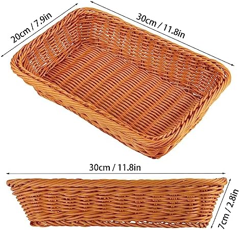 4 PCS 12 Inch Wicker Bread Basket, Woven Serving Basket, Tabletop Food Serving Basket for Restaurant, Bakery, Family Party, Hotel Serving, Fruits, Vegetables and Snacks, Brown, by GNIEMCKIN - Image 2