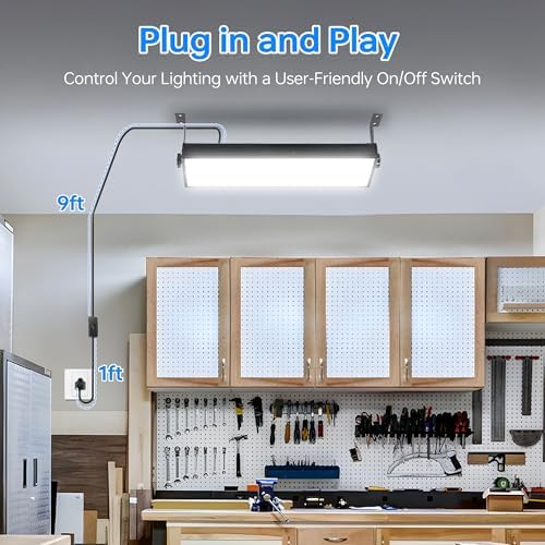 YQNLIFA 150W LED Shop Light, 18000LM 6000K Waterproof Garage Lights, 2 Pack - Image 5