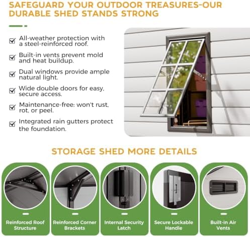 WACASA 8x12 FT Resin Plastic Outdoor Storage Shed with Floor - Image 6