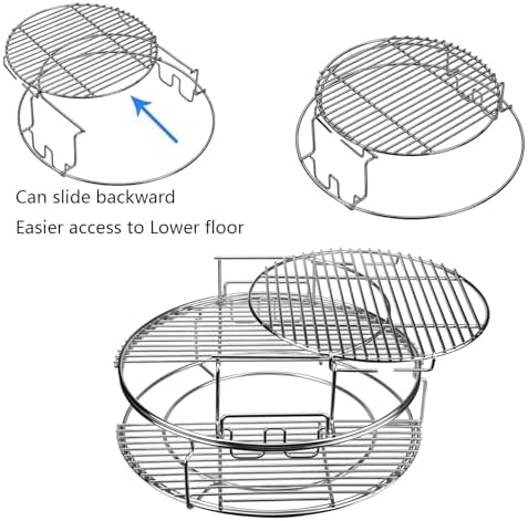 15.5" Multi-Level Cooking Grate System for BGE M, Big Green Egg Medium, Brinkmann Cook'N Cajun Charcoal Grill - Image 4