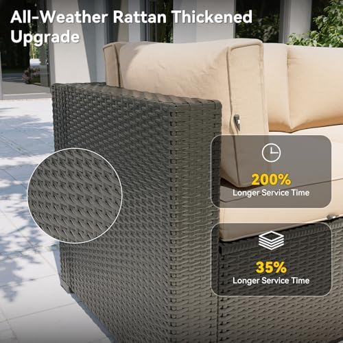 Aoxun Patio Furniture Set with Fire Pit Table, 12 Piece Outdoor Sectional Sofas, 10 Seats Wicker Rattan Outdoor Furniture with Thickened Cushion for Backyard, Garden Begin - Image 5