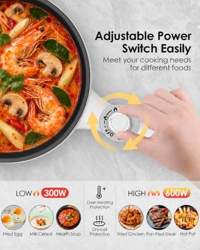 Audecook Electric Hot Pot Portable Nonstick Ramen Cooker Adjustable Power - Image 2