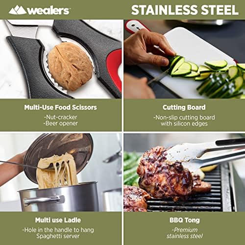 Wealers Camp Kitchen Cooking Utensil Set Travel Organizer Grill Accessories Portable Compact Gear for Backpacking BBQ Camping Hiking Travel Cookware Kit Water Resistant Case - Image 5