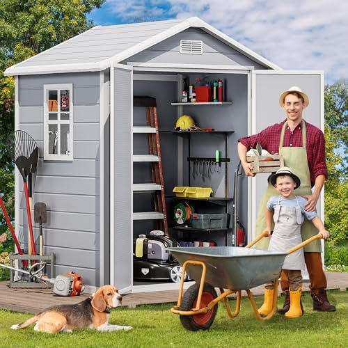 DWVO 6x4.4FT Resin Storage Shed with Reinforced Floor & Window - Image 5