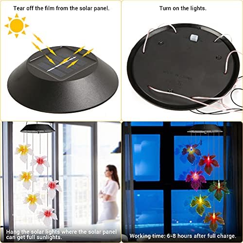 Toodour Solar Wind Chimes, Color Changing Maple Leaf Wind Chime - Image 4