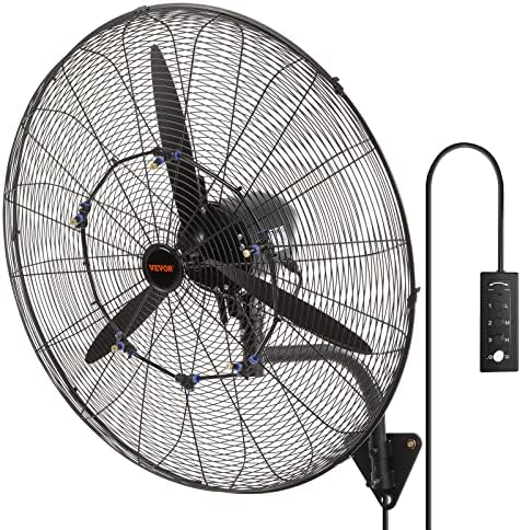 VEVOR 30 Inch Wall-Mount Misting Fan 3-speed IP44 Waterproof Oscillating by VEVOR