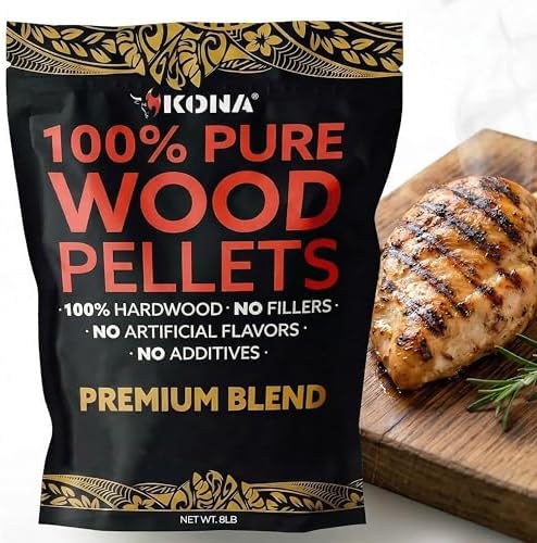 Kona Premium Blend Smoker Pellets, Intended for Ninja Woodfire Outdoor Grill, 8 lb Resealable Bags by Kona