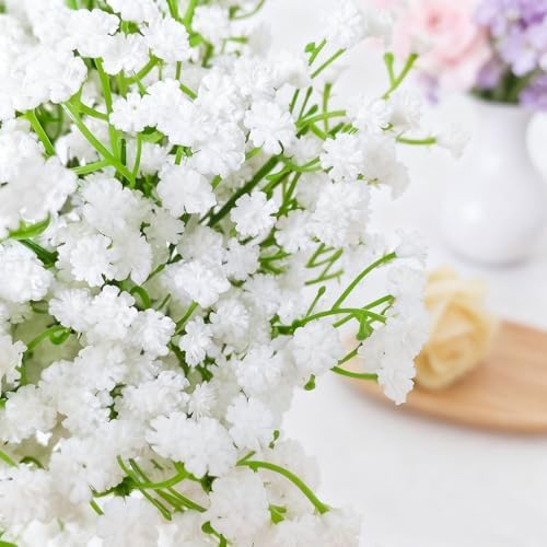 100Pcs Babys Breath Artificial Flowers-Gypsophila Babys Breath Flowers Artificial Bulk-White Real Touch Fake Flowers for Wedding Home Garden Decor - Image 2
