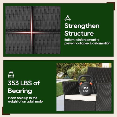 FDW 4-Piece Patio Furniture Set | Black | Outdoor Wicker Furniture - Image 4