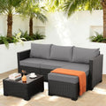Oasishine Wicker Patio Furniture Patio Couch 3 Pieces Outdoor Sectional with Ottoman and Outdoor Glass Table Weathering Anti-Slip Cushions Furniture Covers, Light Grey by Unknown