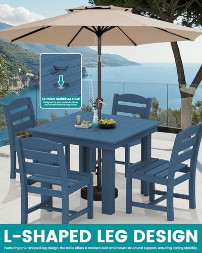 SERWALL HDPE Outdoor Square Dining Set for 4 - Image 5