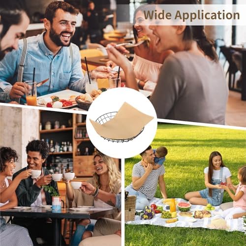 12Pcs Round Wire Serving Baskets, Snack Trays w/Oil Absorbing Deli Wrapper - Image 5