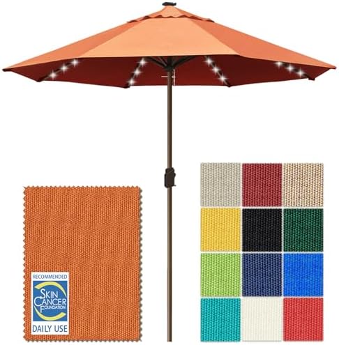 EliteShade USA 10-Year-Non-Fading 10ft Market Patio Umbrella, Commercial Grade Table Sun Umbrella with 80 Solar LED Lights, Crank Open, Windproof & UPF 50+ UV Protection for Garden, Deck, Pool, Backyard, No Tilt, Rust by EliteShade