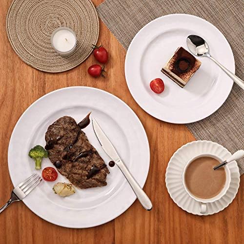 TP 12-Piece Melamine Dinnerware Sets, Plates and Bowls Dishes Set for 4, Break-Resistant & Non-Microwavable, Lightweight Dinner Plates, White - Image 3