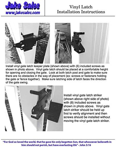 Vinyl Gate Extended Latch Black (for Vinyl, Wood, PVC etc Fencing) Fence Gate Latch w/Mounting Hardware - CASE Qty 12 - Image 4