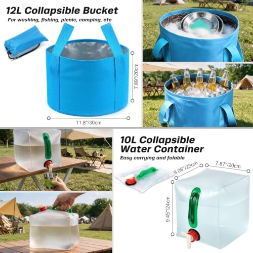 Odoland 29pcs Camping Cookware Mess Kit, Non-Stick Lightweight Pots Pan Kettle, Collapsible Water Container and Bucket, Stainless Steel Cups Plates Forks Knives Spoons for Outdoor Backpacking Picnic - Image 5