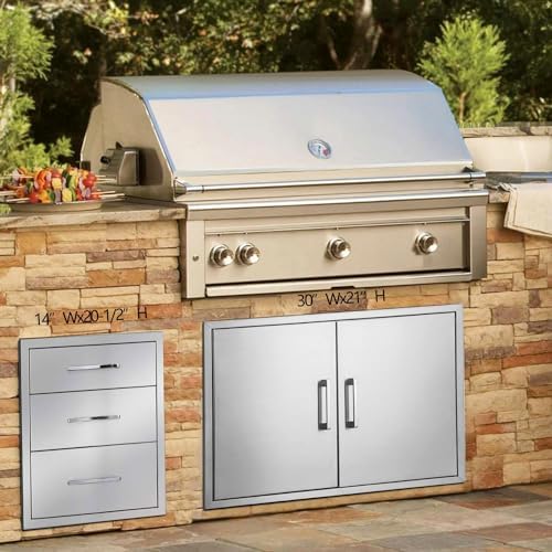 Outdoor Kitchen Drawers,Stainless Steel BBQ Drawer, 14" W x 20.5" H x 23" D Flush Mount Triple Access Drawer for Outdoor Kitchen,BBQ Island - Image 2