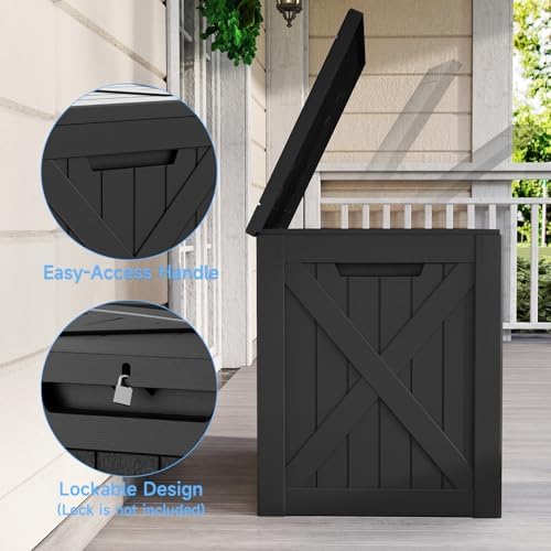 40 Gallon Outdoor Storage Box Waterproof, UV Resistant Resin Deck Box for Patio Furniture, Outside Storage Box for Garden Tools, Patio Cushions, Black - Image 3