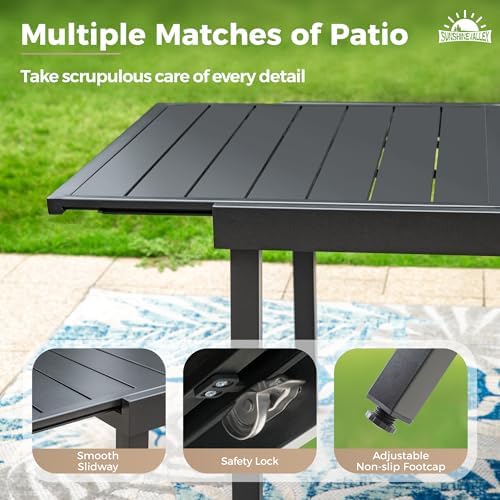 SUNSHINE VALLEY 9pc Patio Dining Set for, Extendable Metal Table & 8 Chairs - Image 4