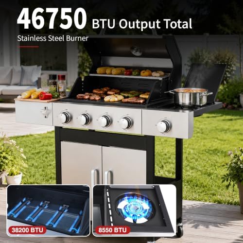 4-Burner Propane Gas Grill with Side Burner, 440 Sq. In. - Image 4
