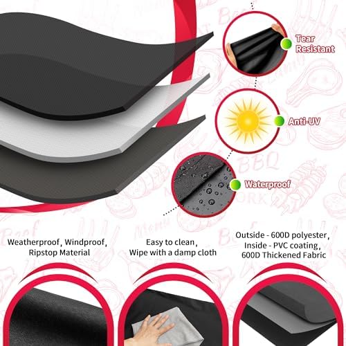 600D Grill Cover for Outdoor Grill – NEXCOVER 58 Inch Heavy Duty Waterproof BBQ Cover for Weber Genesis II, II LX 300 Series & Genesis 300 Series Gas Grills, Fade Resistant, Black - Image 3
