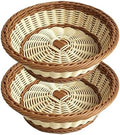 RT&BS 2pcs Round Wicker Bread Basket, Round Wicker Fruit Basket, Woven Egg Baskets, Reusable Handwoven Storage Baskets for Living Room, Kitchen, Store, Restaurant, Outdoor, Party (Bicolor, S) by RT%26BS