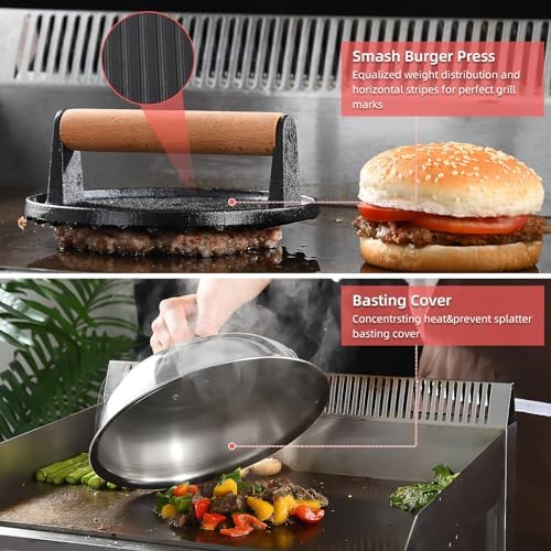 VIKEYHOME Griddle Accessories Kit, 28 Pcs Flat Top Grill Accessories Set for Blackstone, Professional Grill BBQ Spatula Set with Basting Cover, Spatula, Scraper, Bottle, Tongs, Egg Ring - Image 5