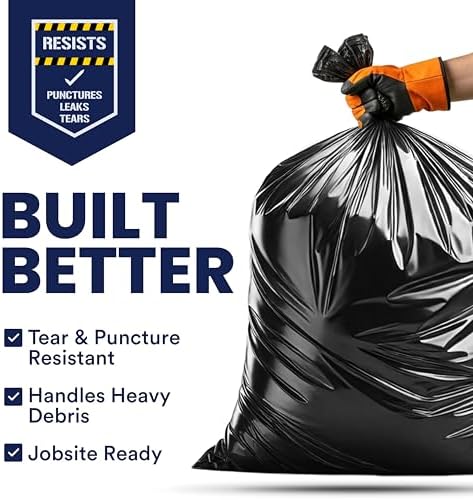 Plasticplace Contractor Garbage Bags: 55 Gallon Trash Bags Heavy Duty, Big Black Trash Bags, 36"x58", 6.0 Mil, Pack of 20 - Image 3