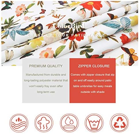 ColorBird Summer Floral Outdoor Tablecloth Water Resistant Spillproof Bloom Botanical Print Polyester Fabric Table Cover with Zipper Umbrella Hole for Patio Garden Tabletop Decor, 60 x 84 Inch - Image 5