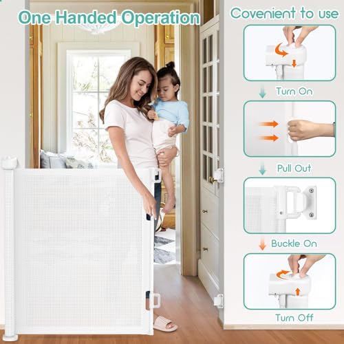 EZIGO 55 Inch Retractable Baby Gates Extra Wide Reinforced Baby Dog Gate - Image 5