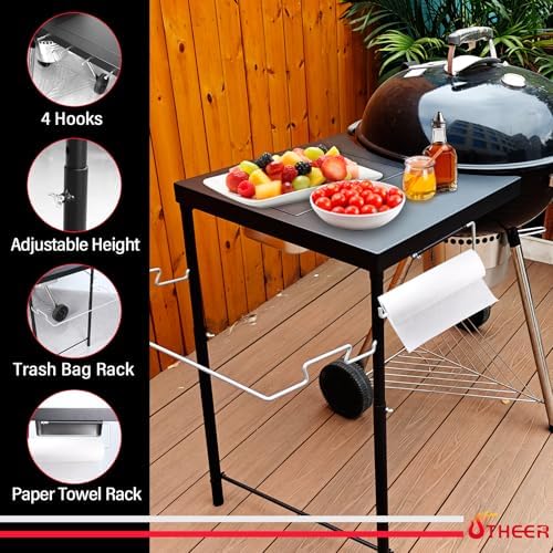 Utheer Folding Grill Table for Weber Kettle 22/18/26 Inch, BBQ Prep Station - Image 5
