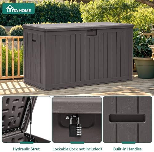 YITAHOME 220 Gallon Double-Wall Deck Box with Divider & Side Handles - Image 4