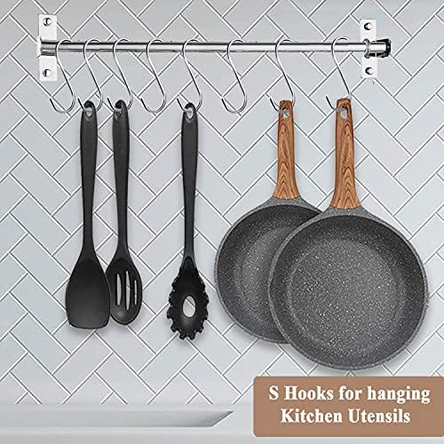 ESFUN 30 Pack 3.7 inch Metal S Hooks Steel S Hooks Plants Hanging Hangers for Kitchen Pans Pots Bags Purse Jeans Jewelry Towels - Image 3